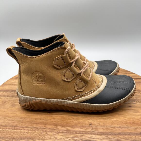 Sorel Out N About Boots Womens Size 9.5 Brown Leather Casual Comfort Duck Bootie - Picture 1 of 8